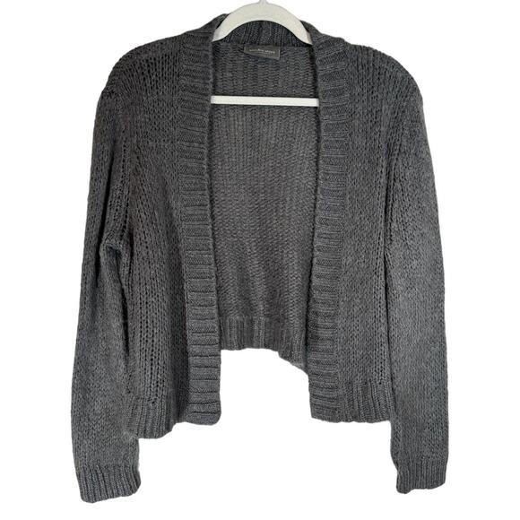 Wooden Ships Gray Open Front Semi Cropped Cardigan Wool Mohair‎ Small - Picture 4 of 7
